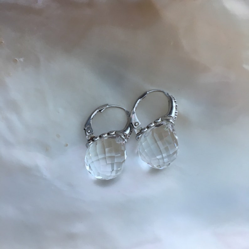 White quartz silver sterling earrings image 3