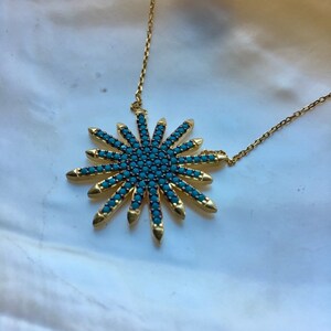 Turquoise star necklace in silver sterling with 18k gold plated