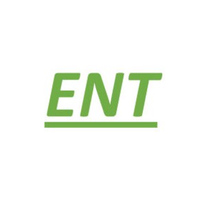 Könnte beinhalten: Grünes Textlogo mit dem Wort "ENT" in schräger Schrift.