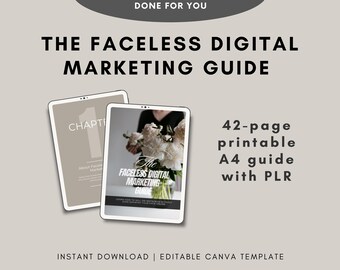 Faceless Digital Marketing Guide: Instagram Business, Canva Template (PDF Download)