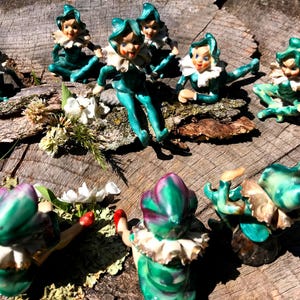 Enchanted Woodland Pixie – Vintage Mid Century Made in Japan Ceramic Pixie Elf Fairy Figurine with Ruffled Collar | Sold Individually