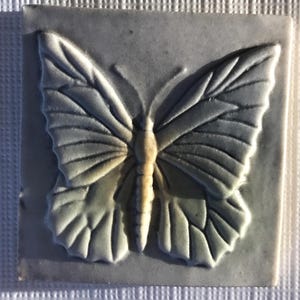 c1990s Surving Studios 2" inch Bas-Relief Butterfly ~ Ceramic Art Tile