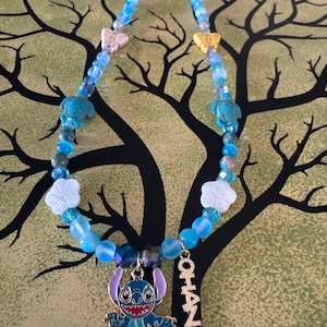 Stitch Inspired Crystal Handmade Necklace