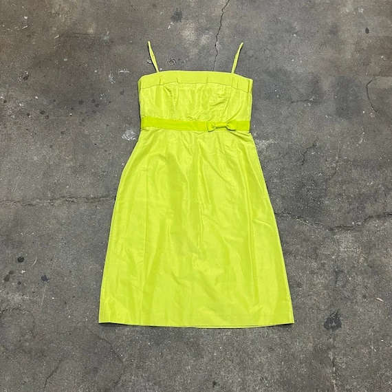 1990s Y2k J.crew Bright Lime Green Silk Dress W Bow Size Small - Etsy