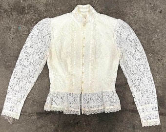 VINTAGE 70s Victorian Lace Blouse by Gunnies- Gunne Sax VINTAGE 70s Victorian Lace Blouse by Gunnies- Gunne Sax