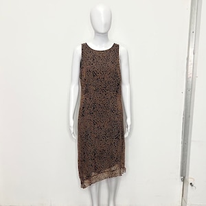1990er Jahre Y2k seide gepard leopard tier print asymmetrisches fließendes kleid kleid größe large