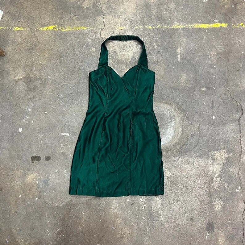 Green Velvet Halter Dress