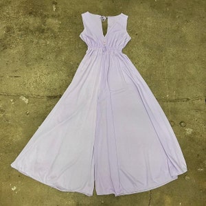 1970s lavender lilac purple jumpsuit w super wide flowy legs size medium-large