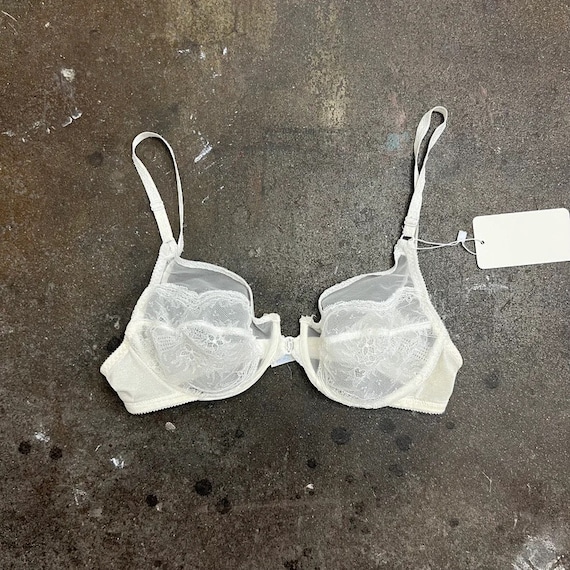 1980s 90s Yves Saint Laurent white lace mesh bra b