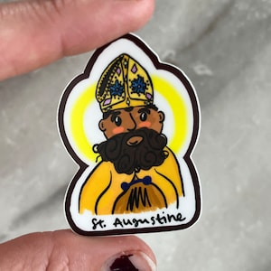 St. Augustine of Hippo Mini Sticker MIT Gottesmutter Aufkleber - Katholischer Aufkleber 2er Pack - 2 für EINEN Katholischen Aufkleber!