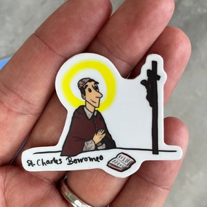 Heiliger Charles Borromeo Mini-Aufkleber mit der heiligen Mutter 3-Zoll-Aufkleber - Katholischer Aufkleber 2er-Pack - 2 FÜR 1 AUFKLEBER!