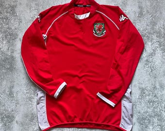 Vintage Wales Team Football Shirt Kappa Soccer Jersey Red Mens M