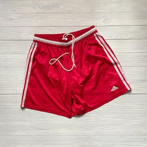 Vintage Adidas Originals Fotbollsshorts 90-tal 1990-tal Fotboll Retro Röd Herr Storlek XL