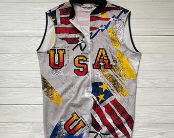 Vintage Greg LeMond USA Cycling Jersey, Sleeveless, Made in Italy (Size M)