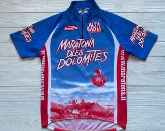Vintage Cycling Jersey Biemme Maratona Dles Dolomites Size M Shirt Maillot