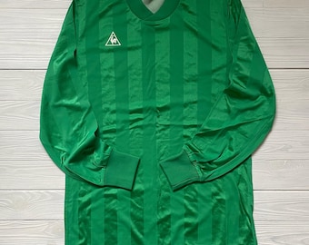 Vintage Le Coq Sportif Football Shirt, Green Nylon Jersey, Size M