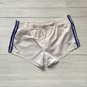 Vintage New without tags Adidas West Germany 1980s Football Soccer Shorts WhiteSZ L D7 Rare Running Sprinter 70s Nylon