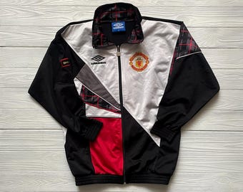 Vintage 90s Manchester United Umbro Track Jacket: Youth L