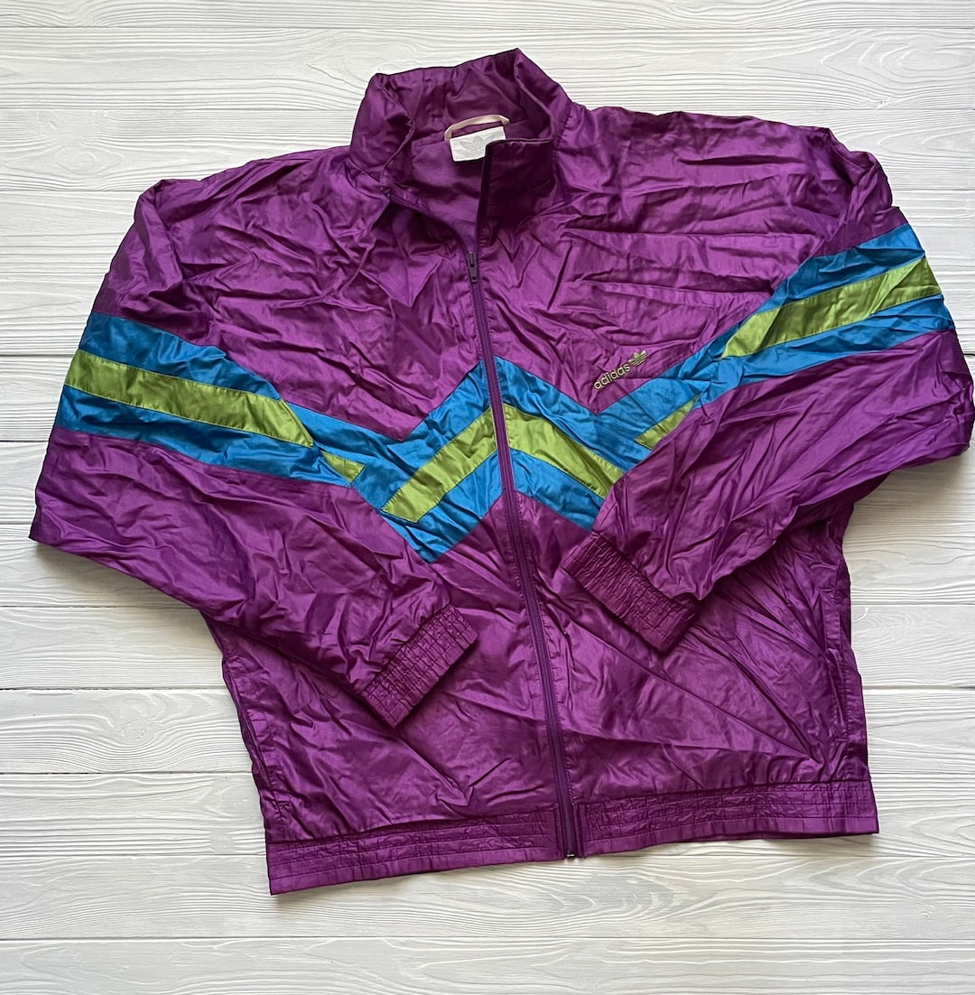 Vintage Adidas Originals Top Track Jacket 90s Purple Nylon Sz L