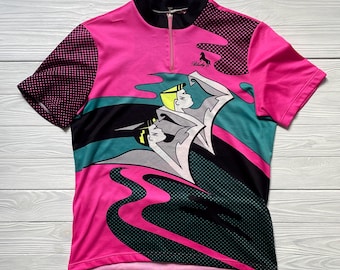 Vintage Blacky Switzerland Cycling Jersey, 90s Retro Bike Maillot (Size XL)