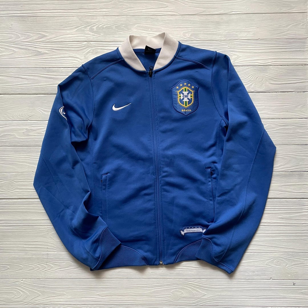 Vintage Nike BRAZIL Football Track Jacket Zip Full Bomber Pre Match ...