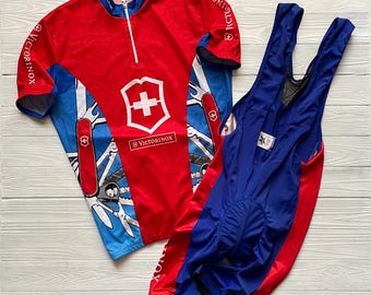 Vintage Assos Victorinox Switzerland Cycling Suit Shorts Jersey Size XL