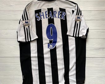 Camiseta de fútbol vintage del Newcastle (2003-2005): Adidas, Shearer #9, talla L para hombre