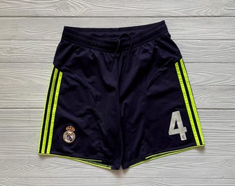 Real Madrid Away Vintage Adidas Football Shorts Soccer Blue Mens Size M Sergio Ramos