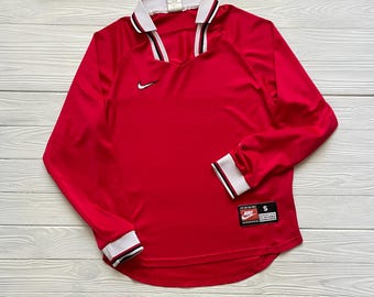 Camiseta de fútbol vintage Nike, manga larga, años 90 y 1990, para hombre, talla S, rara