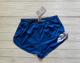 Pantalones cortos de running Asics Nylon Sprinter Vintage Azul Talla XL Retro Gimnasio Maratón Poliamida Raro
