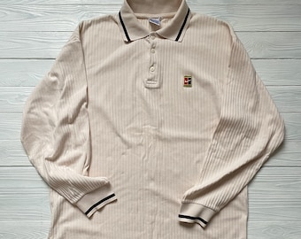 Vintage 90s Nike Court Long Sleeve Polo Shirt, Made in Italy (Size XL)