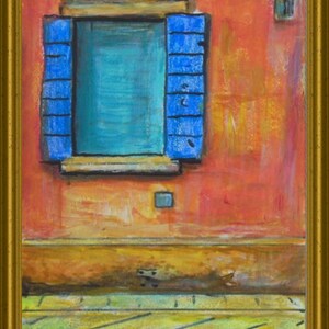 Window in Venice Original Cityscape Acrylic Painting in Frame by Greeting Card Illustrator Artist Jeff Sterling image 2