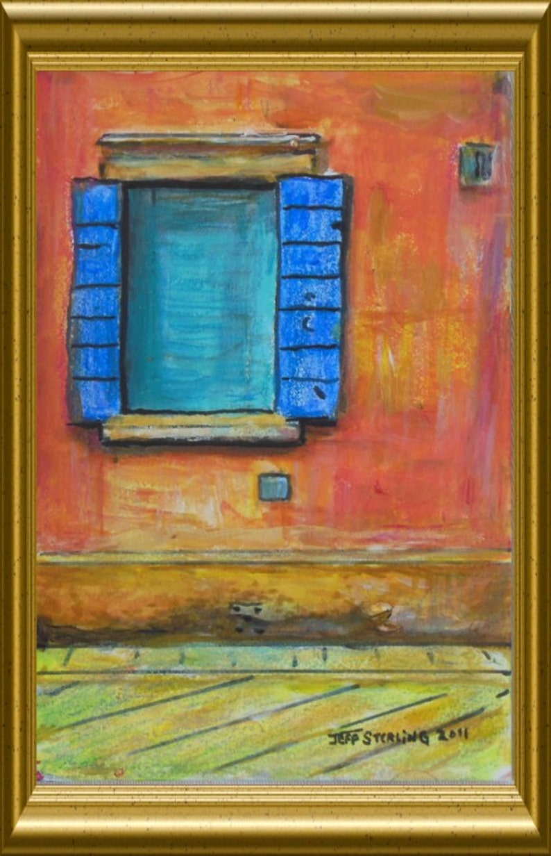 Window in Venice Original Cityscape Acrylic Painting in Frame by Greeting Card Illustrator Artist Jeff Sterling image 2