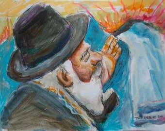 Judaica Jewish Art - Bless This Day - Original Painting in Frame