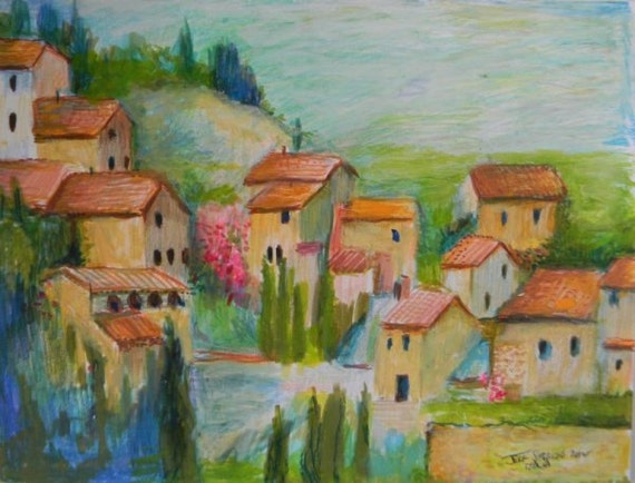 Italian Veneto Hill Village.original Landscape Art Painting in