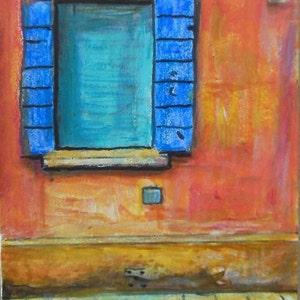 Window in Venice Original Cityscape Acrylic Painting in Frame by Greeting Card Illustrator Artist Jeff Sterling image 1