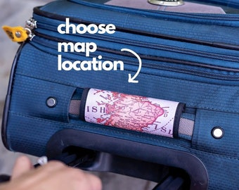 Custom Map Luggage Handle Wrap - Custom Map Luggage Tag - Custom Map Luggage Handle Wrap - Custom Map Bag Finder - Map Suitcase Spotter