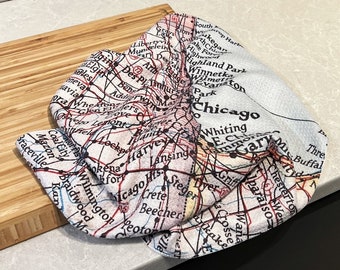 Custom Map Kitchen Towel - Custom Map Tea Towel - Custom Map Dishtowel - Custom Wedding Gift - Custom Housewarming Gift - Airbnb Decor