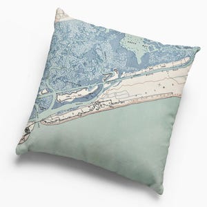 Isle of Palms South Carolina Pillow | Vintage Map Throw Pillow | Beach House Décor | Coastal Gift | Charleston Area Home Accent