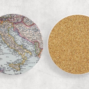 Italy Vintage Map Ceramic Coasters Coaster Set Decorative Ceramic Coasters Housewarming Gift Wedding Gift Realtor Gift Italy Vacation Trip