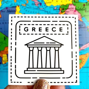 Greece Passport Stamp Laptop Sticker - Greece Water Bottle Sticker - Greece Sticker - Greece Decal - Greece Laptop Sticker