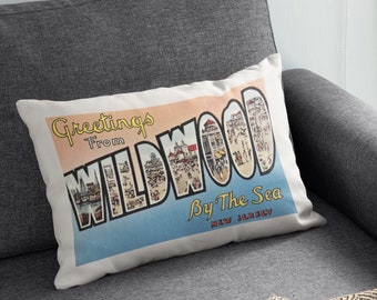 Almohada Wildwood New Jersey - Postal Wildwood - Airbnb Wildwood - Decoración Wildwood - Sala de estar Wildwood - Regalo de inauguración de la casa Wildwood