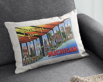Ann Arbor Michigan Pillow - University of Michigan Pillow - Ann Arbor Airbnb - Ann Arbor Decor - Ann Arbor Pillow