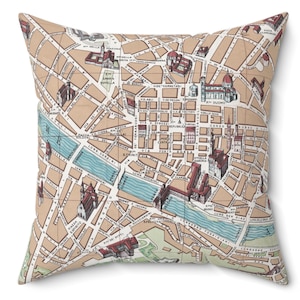 Florence Italy Map Pillow - Florence Throw Pillow - Florence Map Pillow - Florence Wedding Gift - Housewarming Gift - Italy Vacation