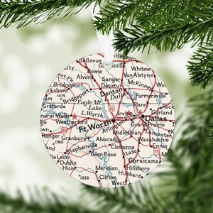 Fort Worth Texas Map Ornament - Fort Worth Christmas Ornament - Ft Worth Vacation - Fort Worth Trip - Fort Worth Holiday Decor
