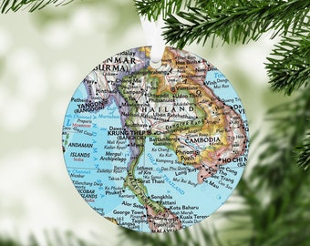 Thailand Map Ornament - Thailand Map - Thailand Gift - Thailand Christmas - Thailand Vacation - Thailand Trip - Thailand Christmas Ornament