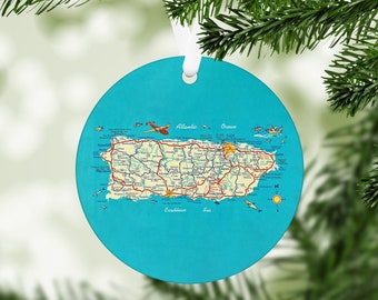 Puerto Rico Map Ornament - Puerto Rico Christmas Ornament - Puerto Rico Christmas - Puerto Rico Airbnb - Puerto Rico Realtor Gift