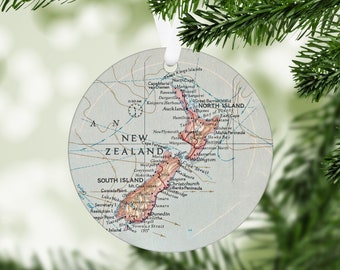 New Zealand Map Ornament - New Zealand Ornament - New Zealand Christmas - New Zealand Vacation - New Zealand Christmas Ornament