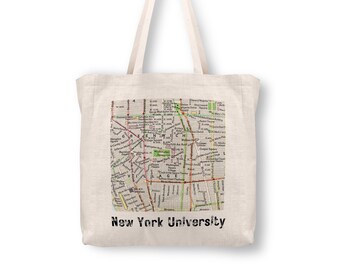 New York University Tote Bag - New York University Market Tote Bag - NYU Tote Bag - NYU Book Bag - New York University Map Tote Bag
