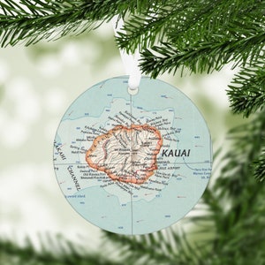 Kauai Hawaii Map Ornament - Kauai Ornament - Kauai Christmas - Kauai Vacation - Kauai Christmas Ornament - Kauai Vacation - Kauai Gift